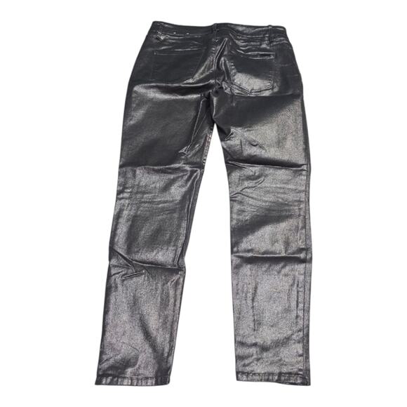 WHBM Coated Metallic Silver Coated Jeans Straight Leg Modern Casual Pants - Picture 5 of 14